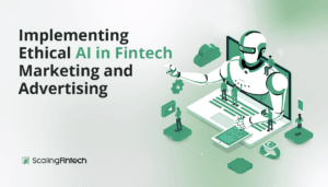 Visual representation of ethical AI integration in fintech marketing and advertising strategies for responsible practices.